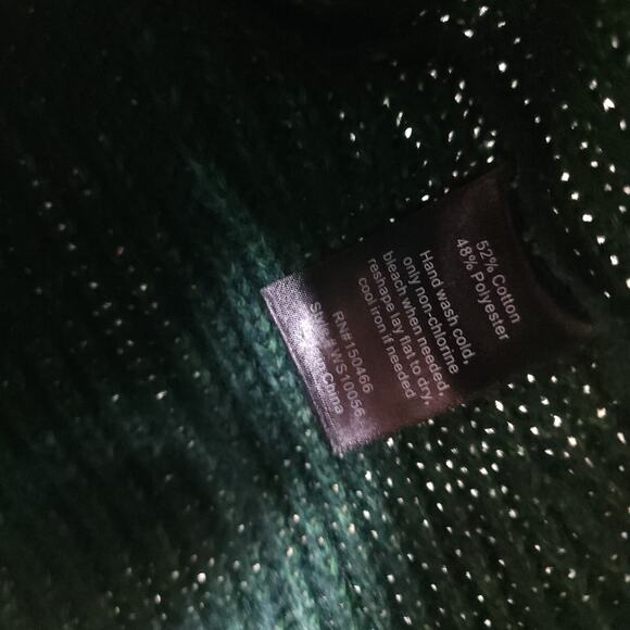 Market and Spruce Green Open Knit Crewneck Sweater Size S - Picture 9 of 10